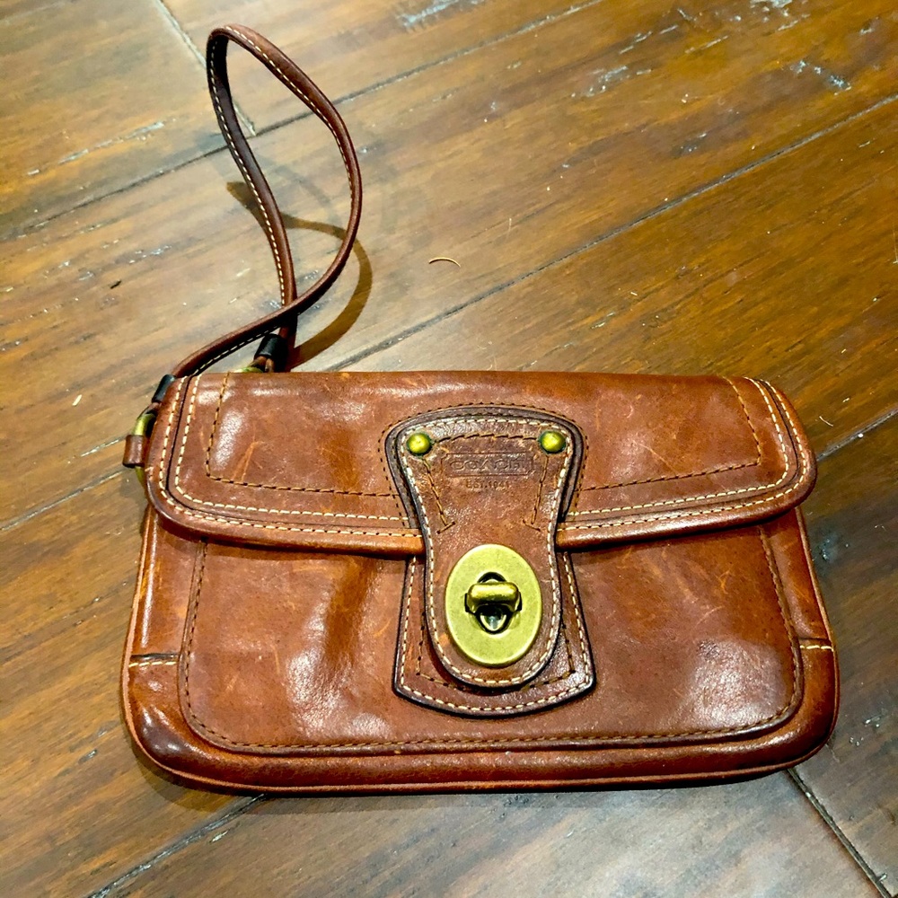 Coach Brown Leather wristlet